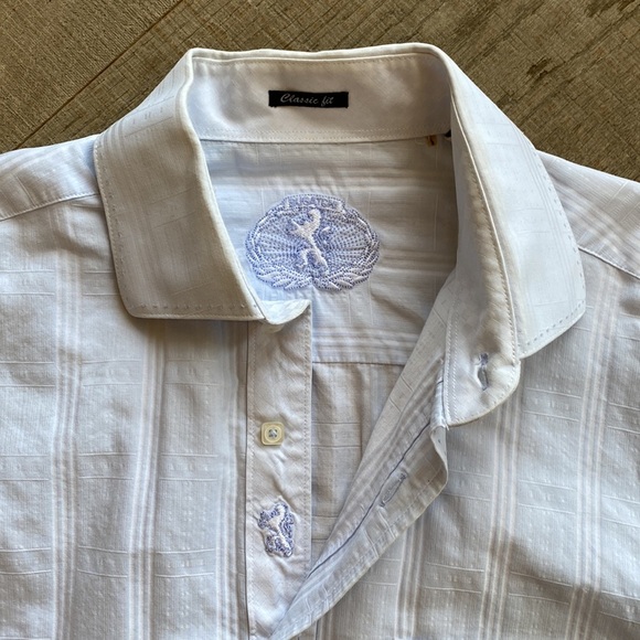 Bugatchi Classic Fit Light Blue Tonal Plaid Cotton Shirt Size Large EUC - Picture 2 of 13